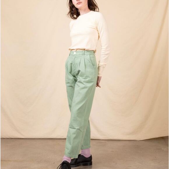 Big Bud Press Sage Green Pleated High Waisted Wide Leg Pants XXS - Picture 8 of 8